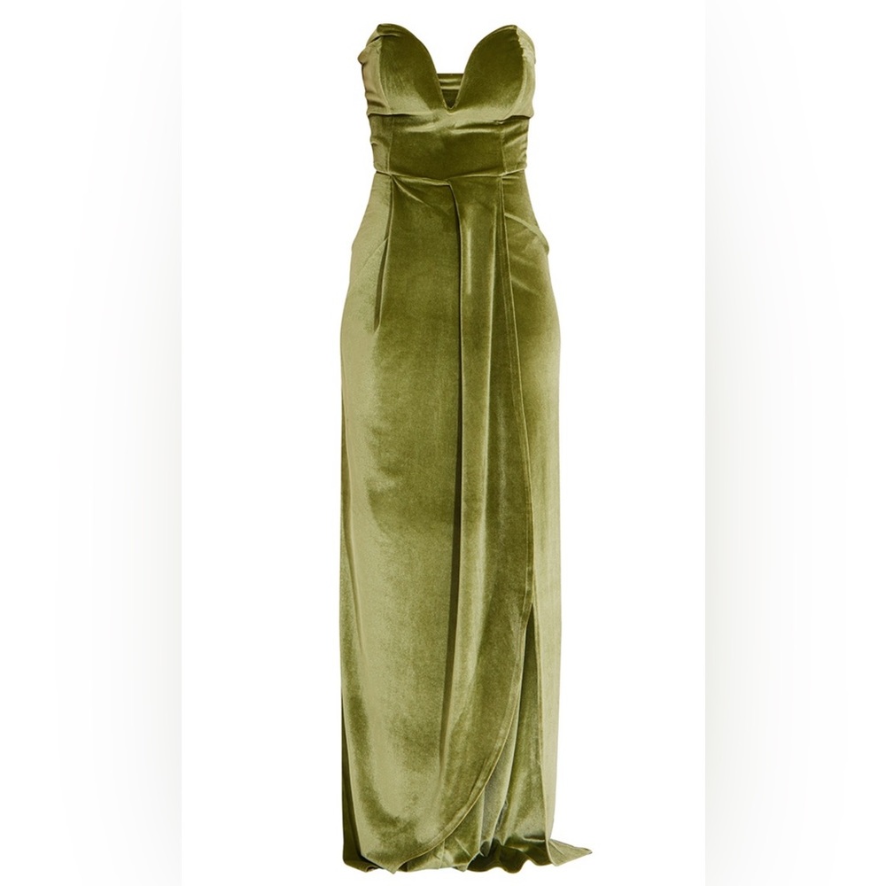 Olive green velvet dress